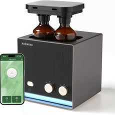 Smart Waterless Essential Oil Diffuser with Dual Nozzle, Cold Air Tech Scent Air Machine with 8 Timer Settings, 9 Mist Levels, Hotel Collection Diffuser for Home & Office (Black Titanium)