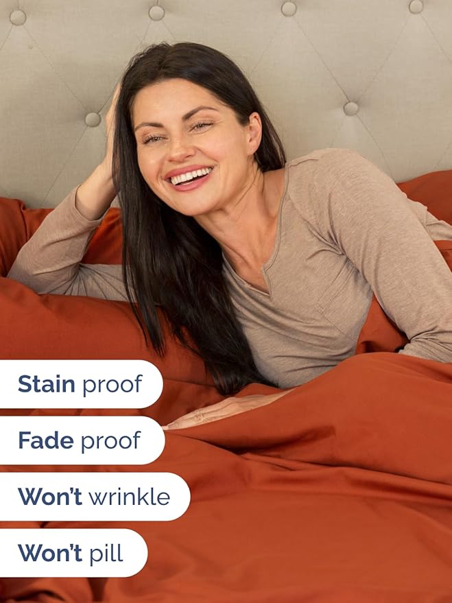 Extra Deep Pocket Cal King Sheets - 4 Piece Breathable & Cooling Bed Sheets - Hotel Luxury Sheet Set - Soft, Wrinkle Free & Comfy - Easily Fits Extra Deep Mattresses - Deep Pocket Terracotta Sheets