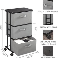 MAX Houser Dresser Tower with 3 Drawers for Bedroom, Fabric Storage Organizer Unit, Chest of Drawers with with WoodTop, Small Vertical Storage for Guest Room, Closet, Entryway, Nursery (Grey)