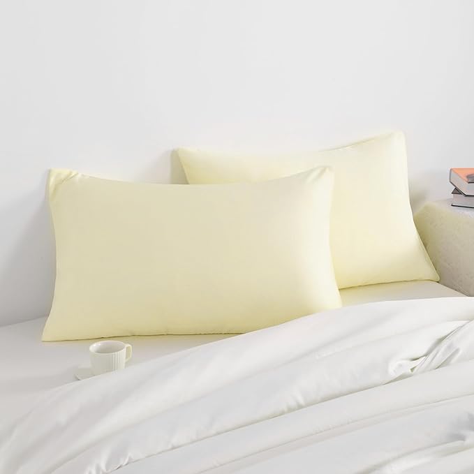 NTBAY Queen Pillow Cases Set of 2, 2 Pack Brushed Microfiber 20x30 Pillow Cases, Soft, Wrinkle, Fade, Stain Resistant Ivory Pillow Cases with Envelope Closure, 20x30 Inches, Ivory