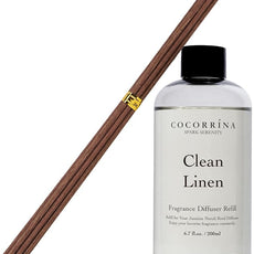Cocorrína Clean Linen Scented Reed Diffuser Oil with 8 Sticks Fragrance for Bedroom, Bathroom, Oil Diffuser, Home Décor, 6.7 fl oz. (200 ml)