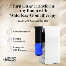 Aroma-Ace Mini Essential Oil Diffuser for Home Scent Diffusers - Portable Waterless Aromatherapy Diffusers with Rechargeable Battery, Nebulizing Atomizer Air Diffuser for Home - White