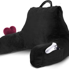 Nestl Reading Pillow for Kids & Teens with Shredded Memory Foam, Backrest Pillows for Reading, Watching, and Gaming, Use on The Couch, Bed, or Floor, Adjustable Support with Washable Cover Black