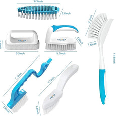 6 Pack Household Deep Cleaning Set - Kitchen, Bathroom & Floor Cleaning Brushes, Includes Scrub, Dish, Bottle, Grout, Crevice & Shoe Brushes