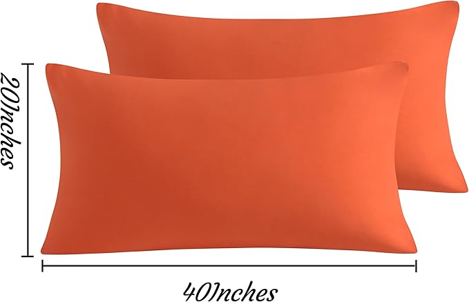 NTBAY King Pillow Cases Set of 2, 2 Pack Brushed Microfiber 20x40 Pillow Cases, Soft, Wrinkle, Fade, Stain Resistant Brunt Orange Pillow Cases with Envelope Closure, 20x40 Inches, Brunt Orange