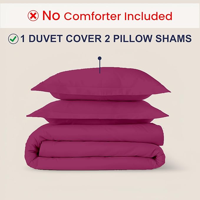 Kotton Culture 3 Pc Twin XL/Twin Duvet Cover Set-100% Egyptian Cotton Sateen 600 Thread Count Ultra Soft Premium Durable Comforter Cover Zipper Closure & Corner Ties- (Hot Pink, 68" X 90")