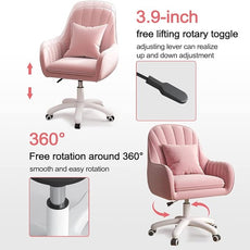 Home Office Chair Computer Chair with Mid-Back Upholstered Modern Tufted Computer Task Chair Swivel Height Adjustable Velvet Accent Chair Suitable for Bedroom, Study