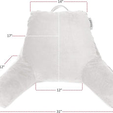 Nestl Reading Pillow with Shredded Memory Foam, Designed for Sitting Up in Bed and Couch, Back and Arms Adjustable Support for Adult & Teens Backrest Pillows for Reading, with Washable Cover White