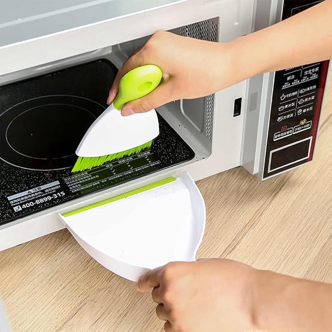 Dust pan Broom Brush Dustpan - Small Broom and Dustpan Set,Mini Broom and Dustpan, Small Dustpan and Brush Set for Home Cleaning,Sofa,Desk,Guinea Pig Cage,Cat Litter etc.（Green 3 Set）