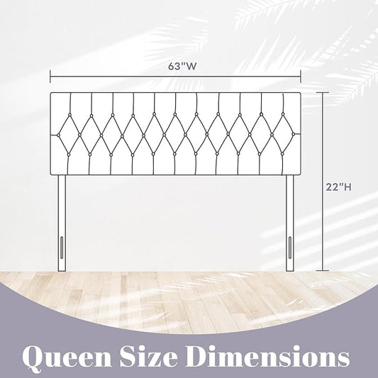 Kingfun Tufted Upholstered Queen Size Bed Headboard in Modern Button Design, Adjustable Solid Wood Head Board, Premium Velvet Fabric Padded Headboards in Bedroom (Pink)