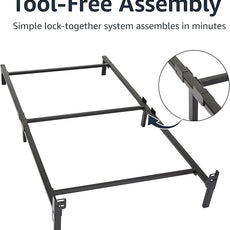 Amazon Basics Metal Twin Size Bed Frame(Box Spring Required), 6-Leg Base for Box Spring and Mattress Support, Tool-Free Easy Assembly, Black