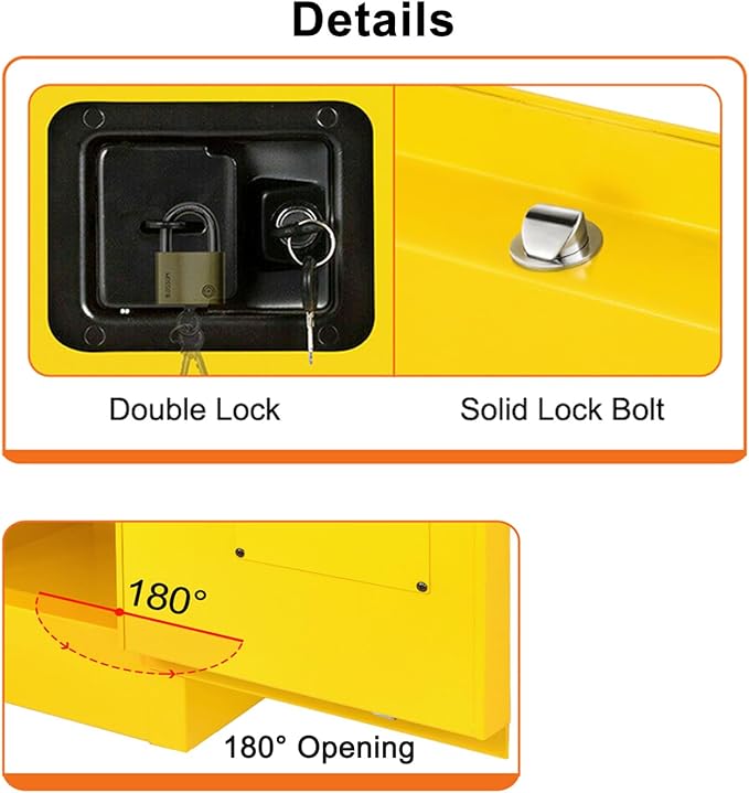 koxuyim Industry Safety Cabinet, 2 Door Fire Cabinets, 18" x 43" x 18", 12 Gallon Manual Close Piggyback Flammable Storage, 18 Gauge Steel, Yellow (18" x 43" x 18")