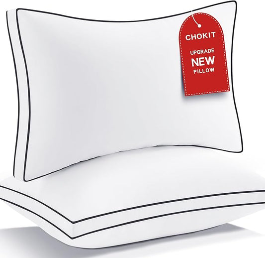 Premium Pillows Standard Size Set of 2, Fluffy and Supportive 7D Down Alternative Bed Pillow, Luxury Soft Hotel Quality Gusseted Pillow for Side Back Stomach Sleeper,Relief Neck Head and Shoulder Pain