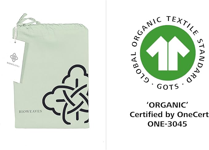 Bioweaves 100% Organic Cotton Body Pillow Cover for Body Pillowcases 300 Thread Count Soft Sateen Weave GOTS Certified with Zipped Closure - 21" x 54", Pastel Green