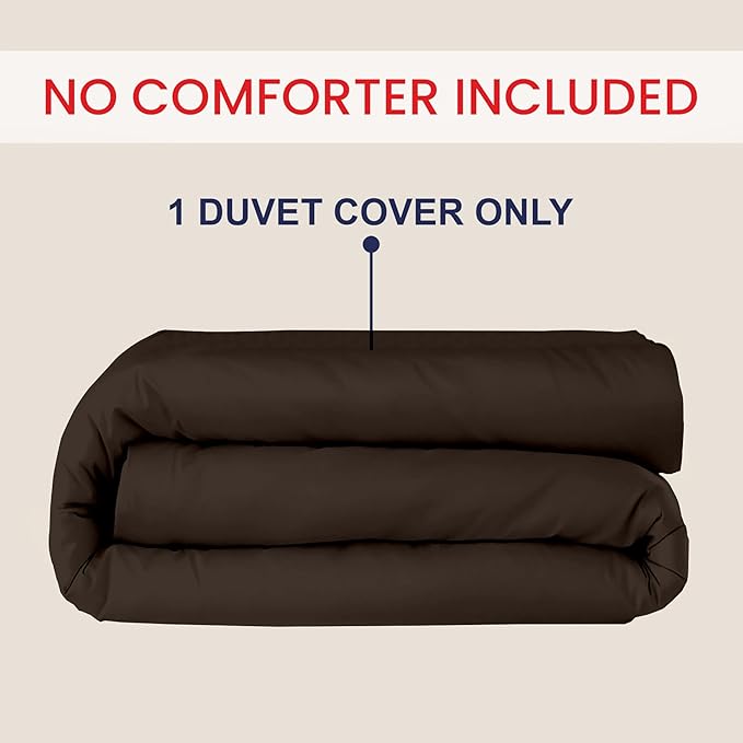 Kotton Culture 1 Pc Duvet Cover King Size-100% Egyptian Cotton Sateen 600 Thread Count Ultra Soft Premium Durable Comforter Cover Zipper Closure & Corner Ties - (Chocolate, 102" X 94")