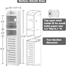 AOJEZOR Toilet Paper Holder Stand: Small Bathroom Storage Cabinet for Small Spaces