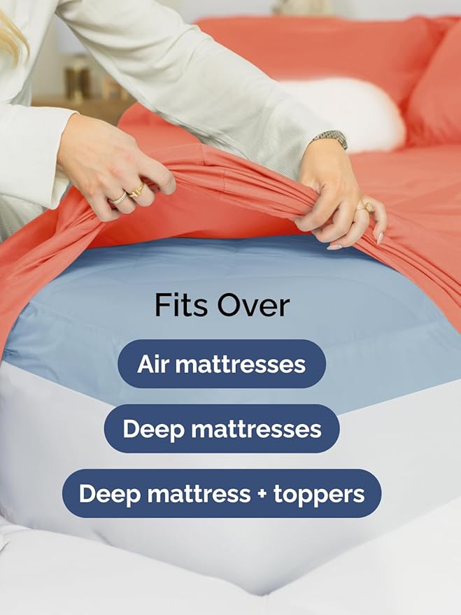 Extra Deep Pocket Twin XL Sheets - 3 Piece Breathable & Cooling Bed Sheets - Hotel Luxury Bed Sheet Set - Soft, Wrinkle Free & Comfy - Easily Fits Extra Deep Mattresses - Deep Pocket Coral Sheets Set