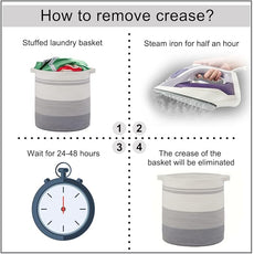 OIAHOMY 80L Laundry Hamper with Handles,Decorative Basket for Living room,Woven Storage Basket for Toys Bin,Pillows, Blankets,Clothes-20x18in-Gradient Gray