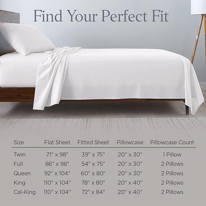 Ella Jayne Percale Sheets Queen (4 Pieces), Permium 100% Cotton Percale TC300, Hotel Luxury Collection, Deep Pockets and Cooling Percale Sheets (White)