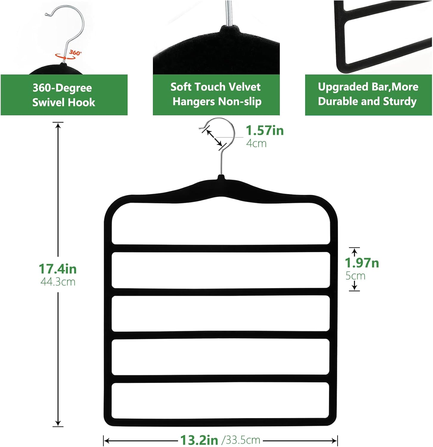 Closet Organizers and Storage,3 Pack Organization and Storage Pants-Hangers-Space-Saving,Velvet Hanger for Dorm Room for College Students Girls Boys Guys Hanging Jean Scarf Dormly