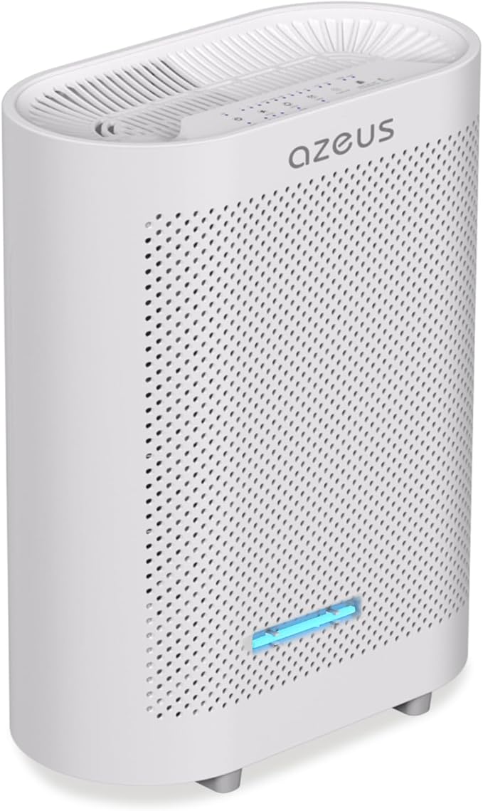 AZEUS True HEPA Air Purifier GL-FS32 | 4-Stage Filtration System, Ultra-Quiet Operation, and Air Quality Sensor | Ideal for Large Rooms, Bedrooms, and Offices (White)