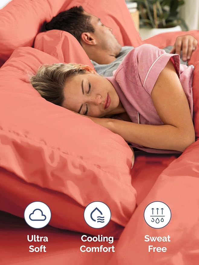 Extra Deep Pocket King Sheets - 4 Piece Breathable & Cooling Bed Sheets - Hotel Luxury Bed Sheet Set - Soft, Wrinkle Free & Comfy - Easily Fits Extra Deep Mattresses - Deep Pocket Coral Sheets Set