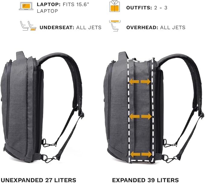 Knack Series 1 Laptop Backpack Fits up to 15 Inch - Knack Bags Carry-On Backpack, TSA Approved, Expandable Travel Backpacks (Savile Gray, Medium)