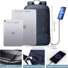 hk Backpack for Men Business Slim Backpack with USB Charger Computer Lightweight Anti-theft Travel Backpacks 15.6 inch Water Resistant Laptop Bag for Work Office College-Dark Blue