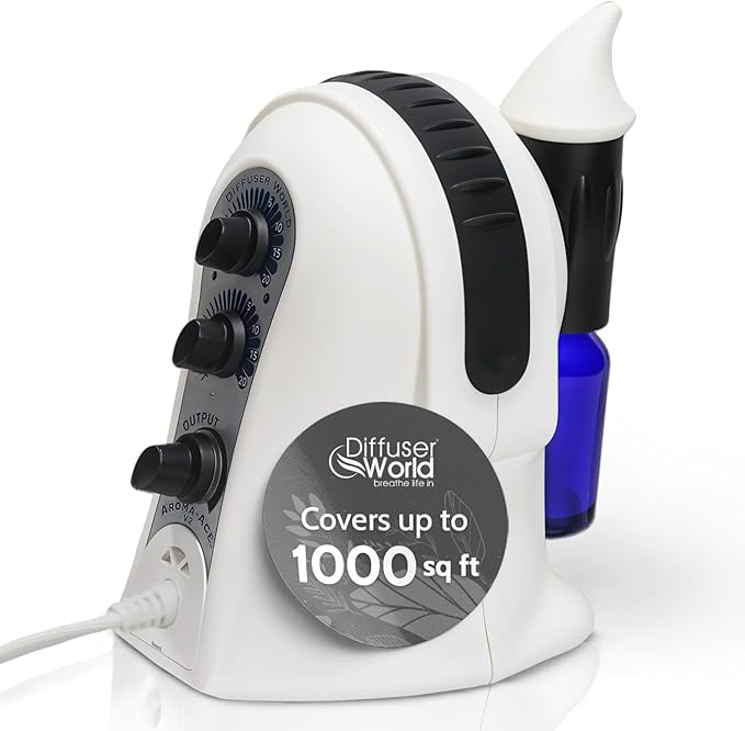 1000 Sq Ft Waterless Diffuser for Essential Oils, Made in USA Black Waterless Aroma Atomizer for Large Room Fragrance, Home Scent Machine, Air Aromatherapy Holiday