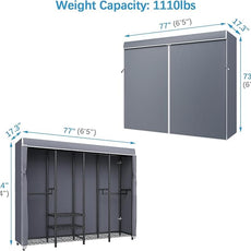VIPEK V40C Covered Clothes Rack Heavy Duty Clothing Rack with Cover, Custom Freestanding Closet Portable Wardrobe Closet for Bedroom, Large Black Coset Rack with Grey Oxford Fabric Cover