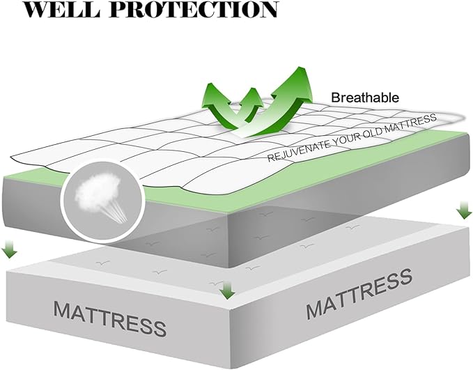 EASELAND Twin XL Mattress Pad Pillow Top Mattress Cover Quilted Fitted Mattress Protector Extra Long 8-21" Deep Pocket Cooling Mattress Topper (39x80 Inches, Dark Blue)