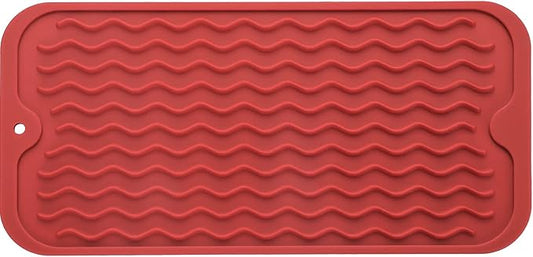 Silicone Dish Drying Mat for Multiple Usage,Easy clean,Eco-friendly,Heat-resistant Silicone Mat for Kitchen Counter or Sink,Refrigerator or Drawer Liner Red S 12 inches x 6 inches