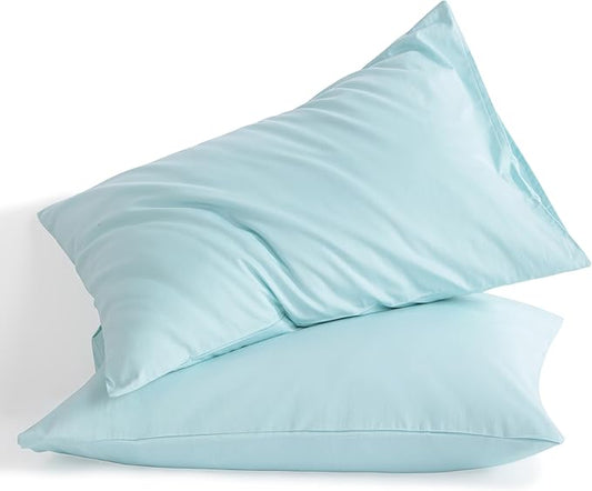 NTBAY King Cotton Pillowcases - Envelope Closure 20x36 Pillowcases Set of 2, Breathable and Soft Bed Pillow Cases, Aqua