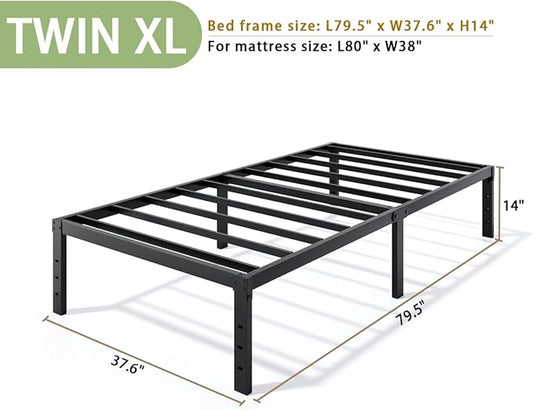 Metal Bed Frame Twin XL Size - 14 Inch Heavy-Duty Twin XL Platform Bed Frame No Box Spring Needed, Easy Assembly, Noise-Free, Sturdy Mattress Foundation, Underbed Storage Space