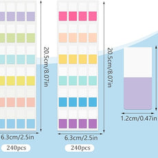 480 Pcs Sticky Index Tabs, Colored Book Sticky Tabs for Notebooks, Repositionable Page Tabs for Notebooks File Classification (0.5×1inch)
