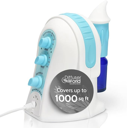 1000 Sq Ft Waterless Diffuser for Essential Oils, Made in USA Blue Waterless Aroma Atomizer for Large Room Fragrance, Home Scent Machine, Air Aromatherapy Holiday