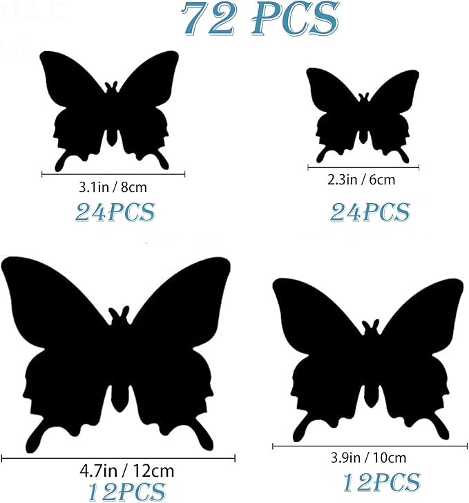 Butterfly Wall Decor 72 PCS, 3D Butterflies Stickers for Party Decorations with Magnets(Multiple Colour, 72)
