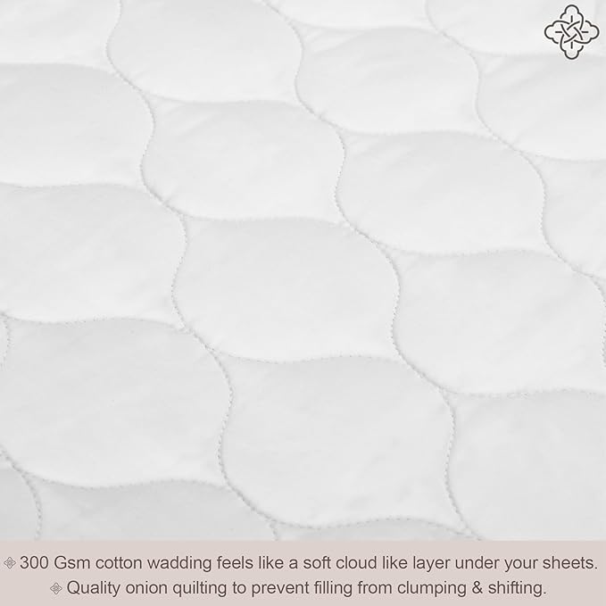 Bioweaves 100% Organic Cotton Mattress Pad Cover, GOTS Certified Cooling 300GSM Quilted Fitted Mattress Topper & Protector with Soft Cotton Wadding - White, 20 Inch Deep Pocket, Twin XL