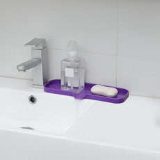 Silicone Bathroom Soap Dishes with Drain Spout-Bathroom and Kitchen Sink Organizer,Sponge Holder,Dish Soap Tray,Perfect for Dispenser,Scrubber,Bottle,Cup on Sink or Counter-Purple 12