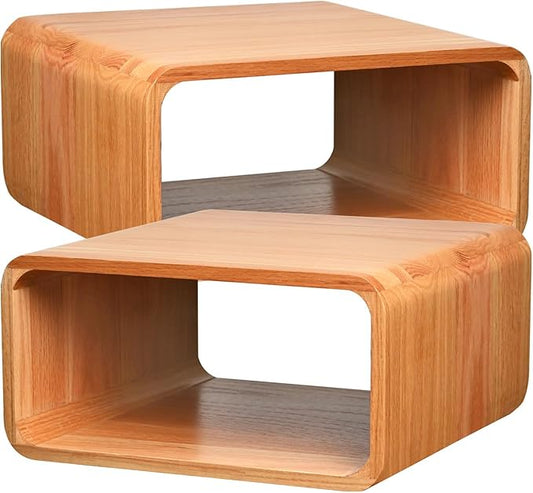 Wooden Cube Storage Bookcase Organizer, Bookshelf for Bedroom, Livingroom, Dormroom, Home Office, Studyroom, Home Decor and Contemporary Spaces (Red Oak | Pack of 2)