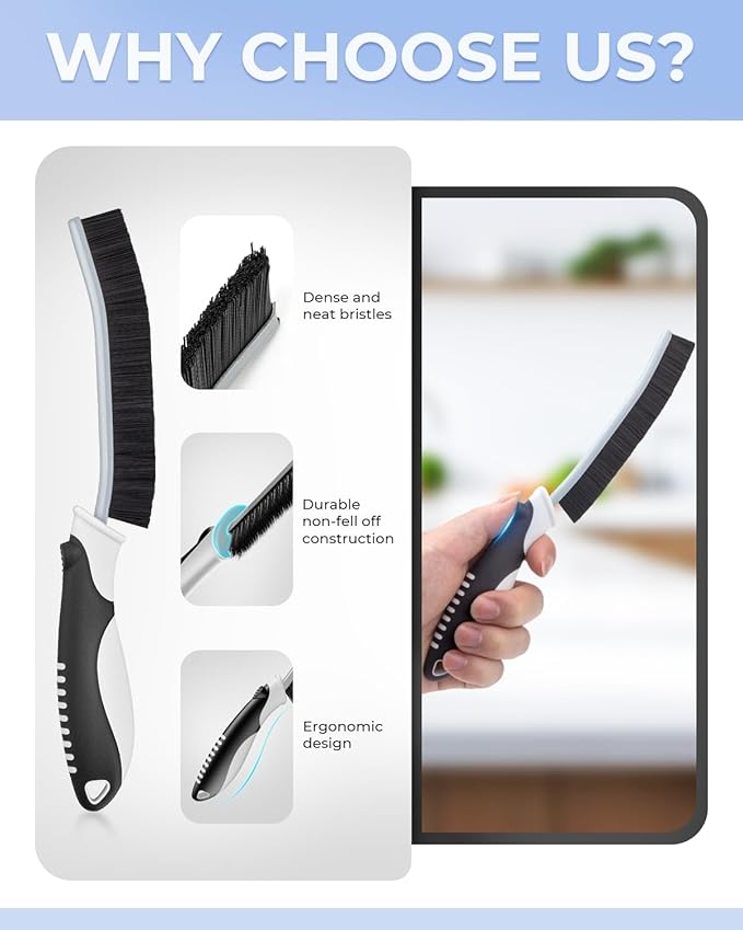 Crevice Cleaning Brushes, Scrub Brush for Hard to Reach Small Space, Home Essentials, Cleaning Supplies, Cleaning Tools for Household Use, Bathroom, Shower, Kitchen, Toilet, Window (3, Black)