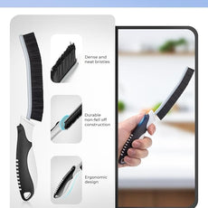Crevice Cleaning Brushes, Scrub Brush for Hard to Reach Small Space, Home Essentials, Cleaning Supplies, Cleaning Tools for Household Use, Bathroom, Shower, Kitchen, Toilet, Window (3, Green)