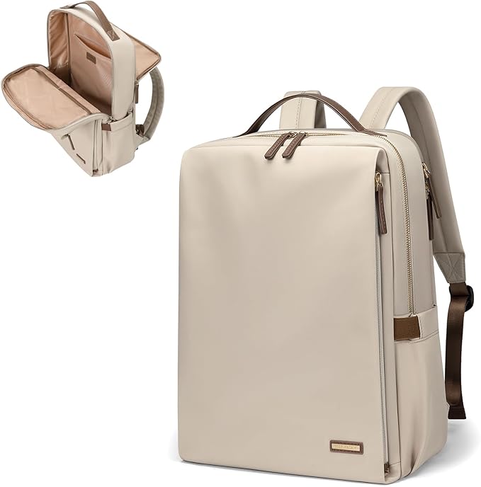 GOLF SUPAGS Stylish Laptop Backpack for Women Airline Approved Perfect for Work College and Travel Multi-Functional Casual Daypack Fits 14 Inch Notebook (Apricot)