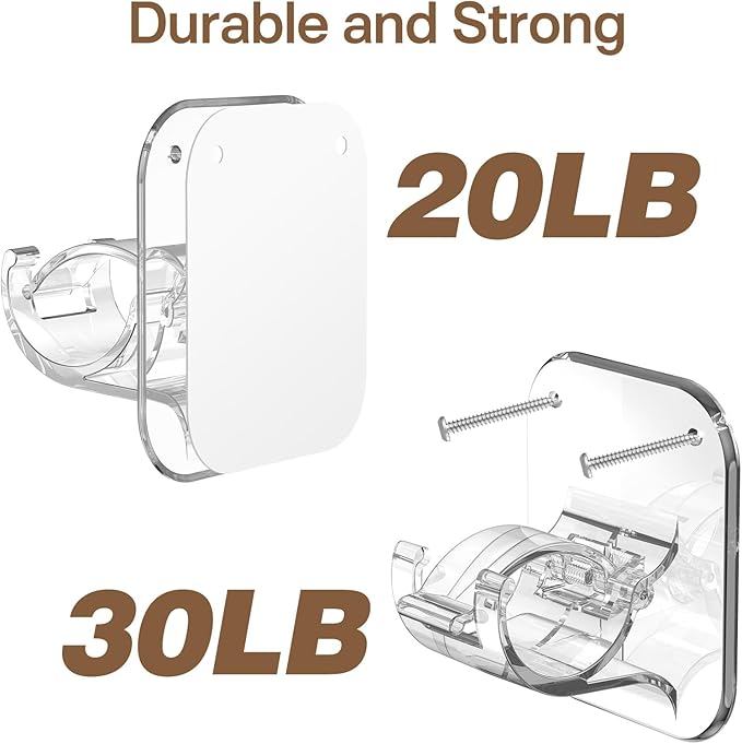 No Drill Curtain Rod Brackets No Drilling Holder 20lb - Renter Friendly Self Adhesive Hooks for Apartment Dorm Classroom Essentials Decor Hanging Drapes Rv Over Blinds Kitchen Bedroom Home