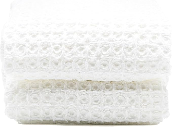 Italic Sedona Waffle Hand Towels – 410 GSM 100% Cotton, Set of 2, Lightweight, Quick-Drying & Textured Towels, White
