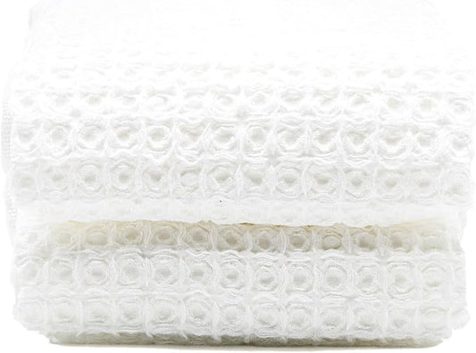 Italic Sedona Waffle Hand Towels – 410 GSM 100% Cotton, Set of 2, Lightweight, Quick-Drying & Textured Towels, White