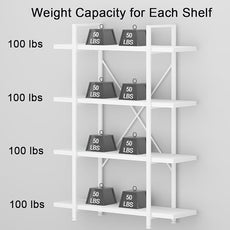 HSH 4 Tier White Bookshelf, Modern 4 Shelf Etagere Bookcase, Industrial Wood and Metal Storage Shelves and Display Book Rack, Farmhouse Open Wide Book Shelf for Bedroom Living Room Office, White Oak