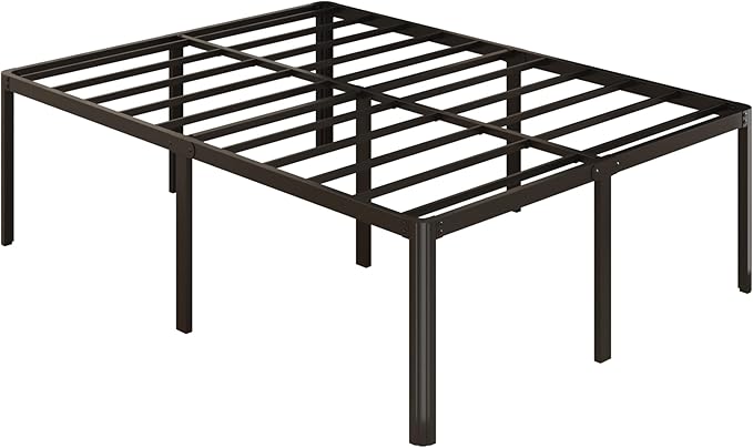 20 Inch Queen Bed Frame Rounded Corner Legs Platform Bed Frame Queen Size, Heavy Duty Easy Assembly, Noise Free, No Box Spring Needed, Black.