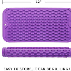 Silicone Dish Drying Mat for Multiple Usage,Easy clean,Eco-friendly,Heat-resistant Silicone Mat for Kitchen Counter or Sink,Refrigerator or Drawer Liner Purple S 12 inches x 6 inches