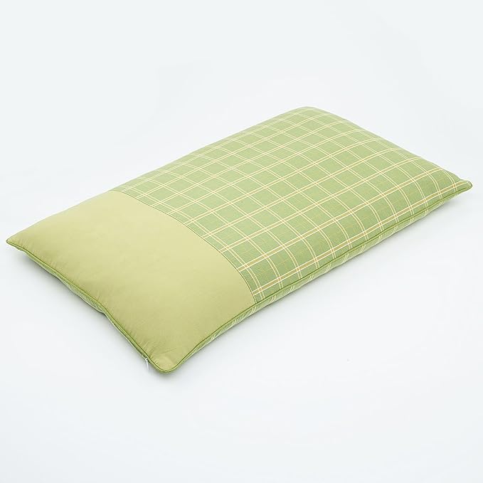 Buckwheat Neck Pillow Firm Support, Breathable Cover, Buckwheat Hulls Adjustable Pillow,Neck Pain Relief for Back and Side Sleepers, 23x13 Inch, Green
